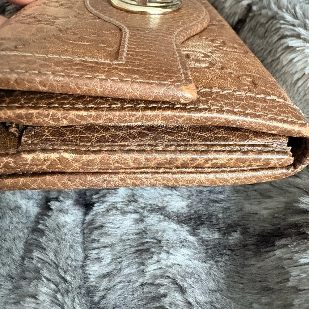 Gucci Tan/Brown GG-Embossed Leather Continental Wallet with Gold Logo - Picture 4 of 9